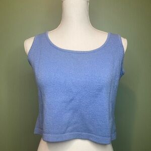 St. John Periwinkle Blue Crepe Knit Tank Shell Top Womens Size Small